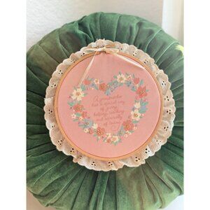 Homemade Cross Stitch Wall Hanging Grandmother Gift Vtg Grannycore